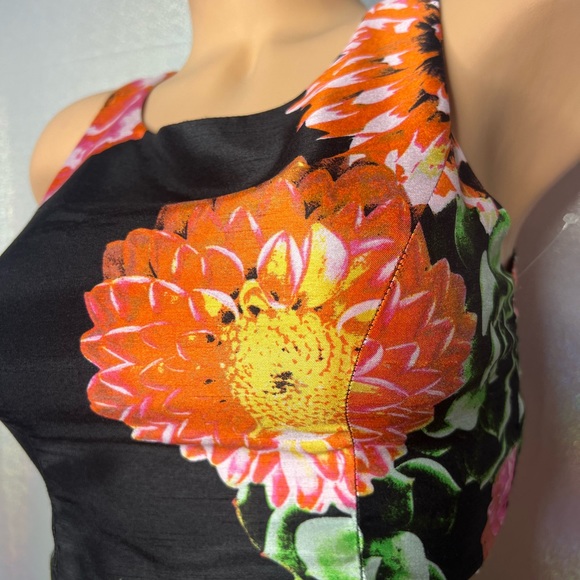 Sequin hearts tank top crop floral zip up mock neck blouse top shiny metallic - Picture 2 of 7